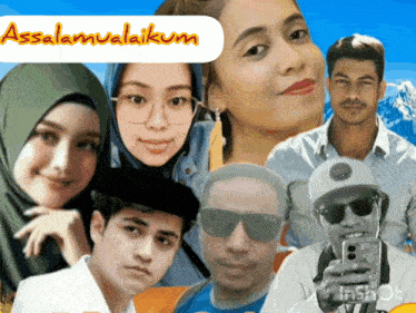 a group of people are standing in front of a sign that says asalamualaikum