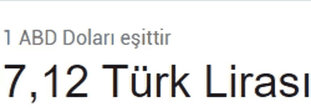 a white background with black text that says 1 abd dolari esittir 7,12 turk lirasi