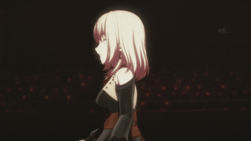 two anime characters are standing next to each other