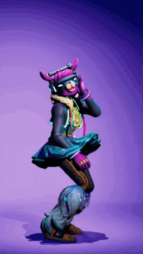 a purple background with a person wearing headphones