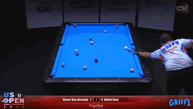 a pool table with griff 's on the bottom