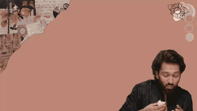 a man with a beard stands in front of a pink background with the words 3 days more to go for manovi 's day