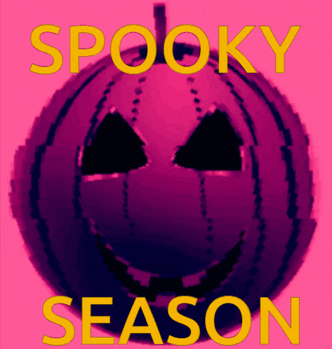 a spooky season sign with a purple pumpkin