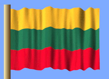 a yellow green and red flag is waving in the wind against a blue sky