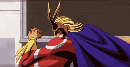 a cartoon character with a blue cape on his back