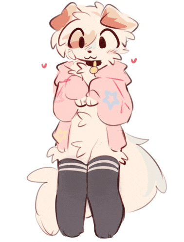 a drawing of a furry dog wearing knee high socks