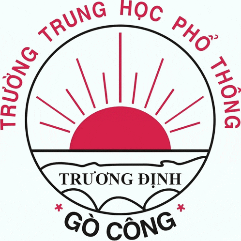 a logo for truong trung hoc pho that has a red sun in the center