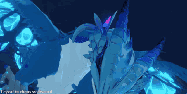 a drawing of a dragon with the words teyvat in chaos sv discord