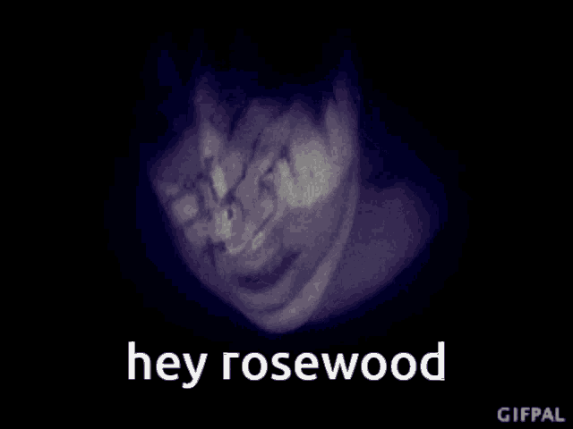 a gif that says hey rosewood with a face on it