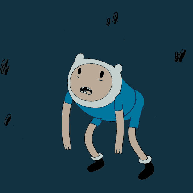a cartoon character with a surprised look on his face is standing on his knees