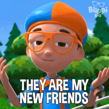 They Are My New Friends Blippi GIF - They Are My New Friends Blippi Blippi Wonders Educational Cartoons For Kids GIFs