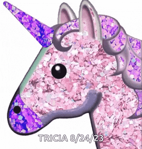 a picture of a pink and purple unicorn with the date of 8/24/23