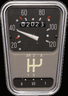 a speedometer with the number 023 on the top