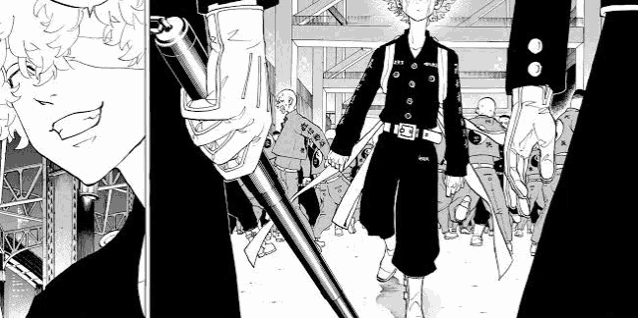 a black and white drawing of a man holding a sword in his hand .