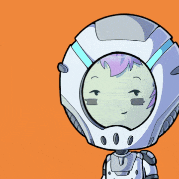 a cartoon drawing of a robot with a helmet on his head