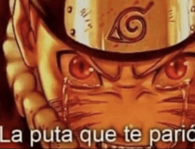a close up of a cartoon character with the words `` la puta que te pario ''