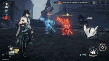 a screenshot of a video game that says habitante da sombra de incineracio