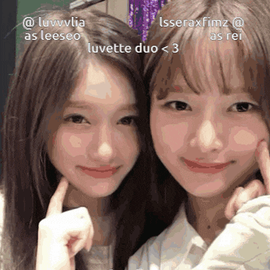 two girls are posing for a picture and one of them is named luvette duo