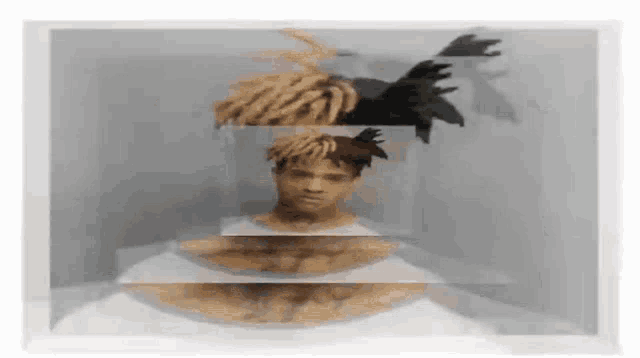a painting of a man with dreadlocks and a tattoo on his chest