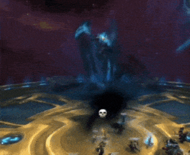 a computer generated image of a person surrounded by blue swirls in a dark room