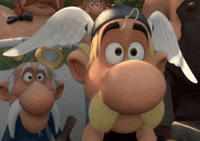 a close up of a cartoon character 's face with big eyes