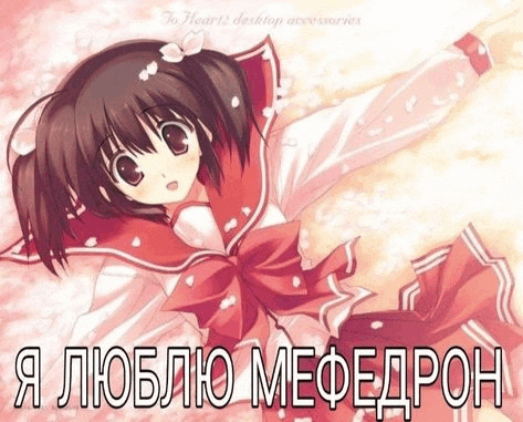 a picture of a girl in a red and white outfit with the words " я люблю мефедрон " written on it