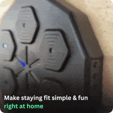 a black object with the words " make staying fit simple & fun right at home " below it