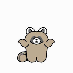 a cartoon drawing of a raccoon with a question mark above its head