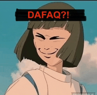 a cartoon character from spirited away is smiling and making a face .