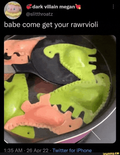 a picture of ravioli in the shape of dinosaurs being cooked