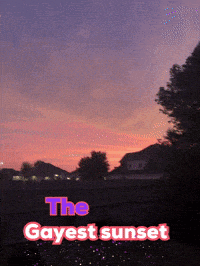 a picture of a sunset with the words the gayest sunset above it
