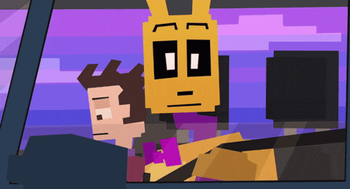 a pixel art drawing of a man and a yellow bunny