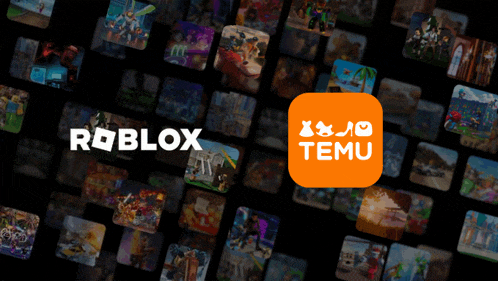 an advertisement for roblox and temu with a bunch of pictures on it
