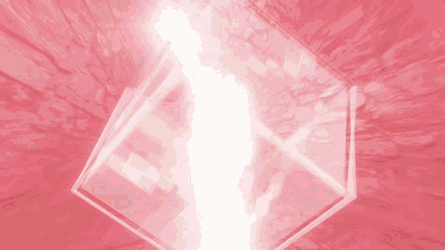 a red background with a cube in the middle of it