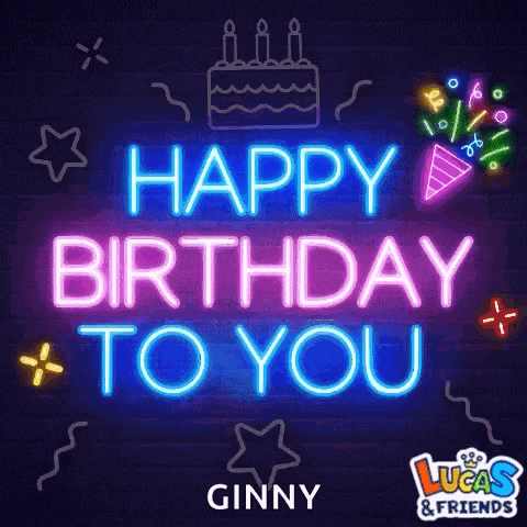 a neon sign that says happy birthday to you on it