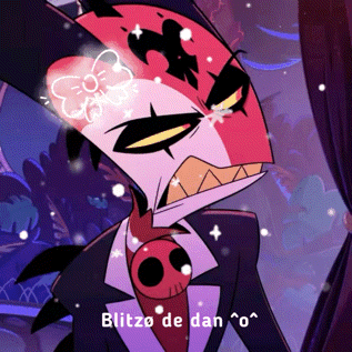 a cartoon character with the words blitzo de dan written below him