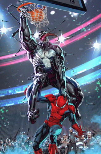 Venom Dunks On Spiderman GIF - Venom Dunks On Spiderman GIFs