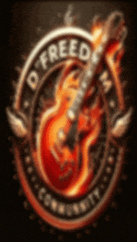 a logo for the o freed community with a guitar