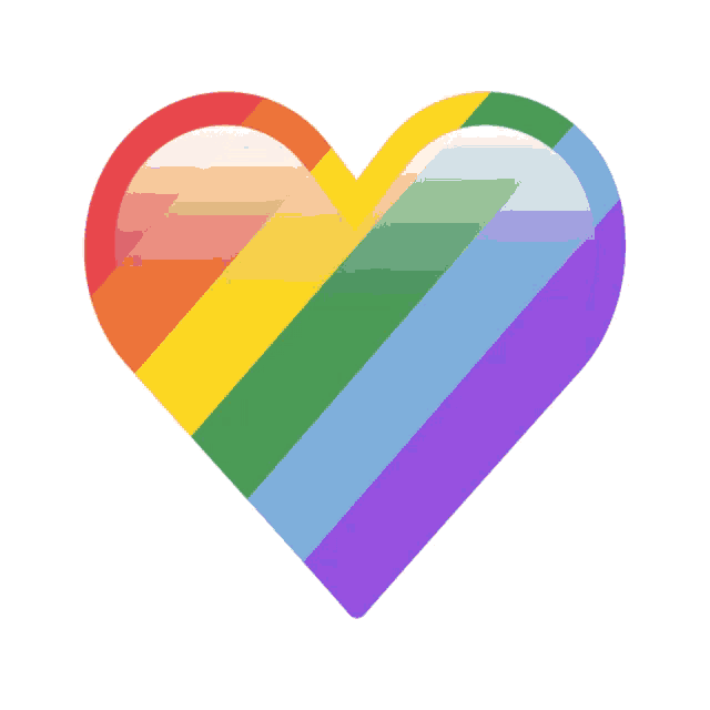 a rainbow heart on a white background with a green border