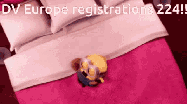 a picture of a bed with the words dv europe registrations 224 written above it