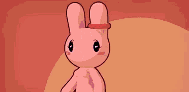a cartoon rabbit is standing in front of a purple background with rays coming out of it .