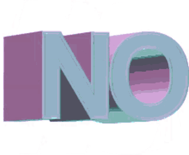the word no is written in purple and blue letters