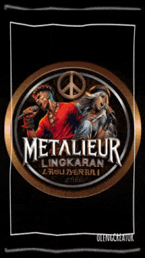 a metalieur logo with a man in a red shirt on a black background