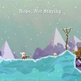 a pixel art scene with the words nope not staying on the bottom