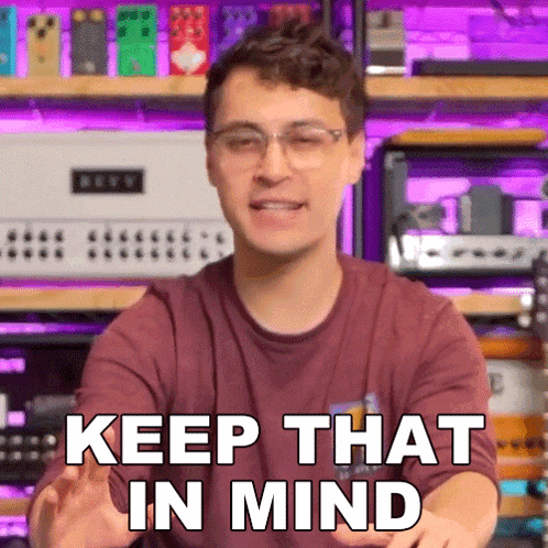 a man in a maroon shirt says keep that in mind