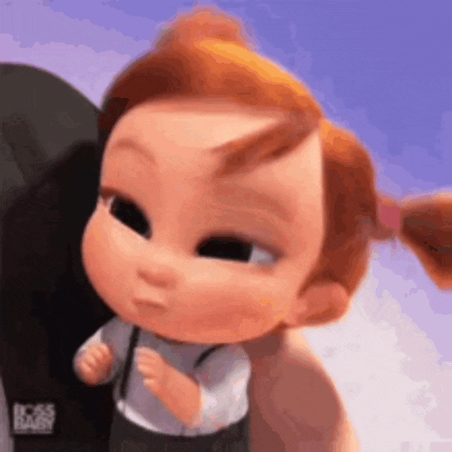 a close up of a baby from the boss baby animated film .