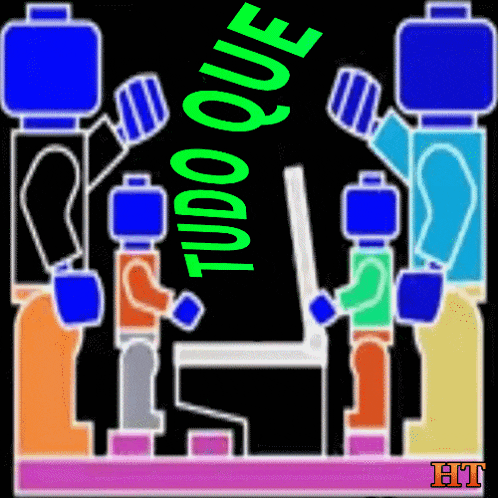 a colorful drawing with the word tudo que in green