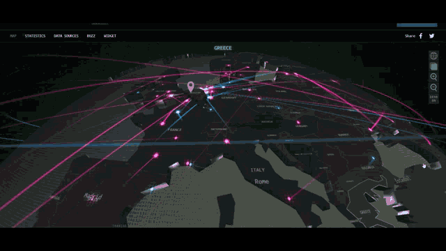 a computer screen shows a map of the world with italy in the center