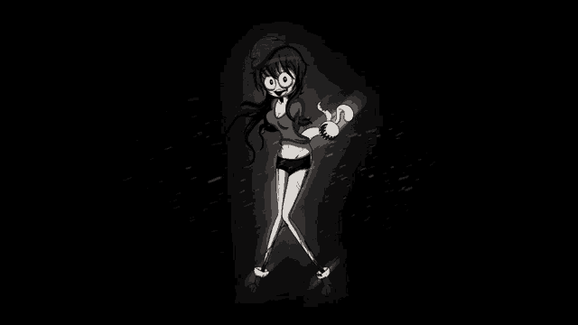 a cartoon drawing of a girl with big eyes and a hat