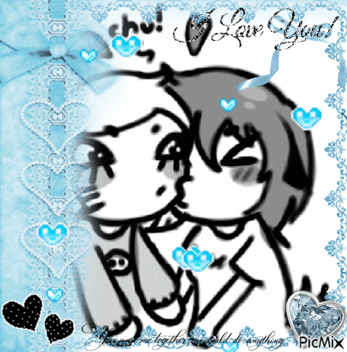 a drawing of a couple kissing with the words " i love you "